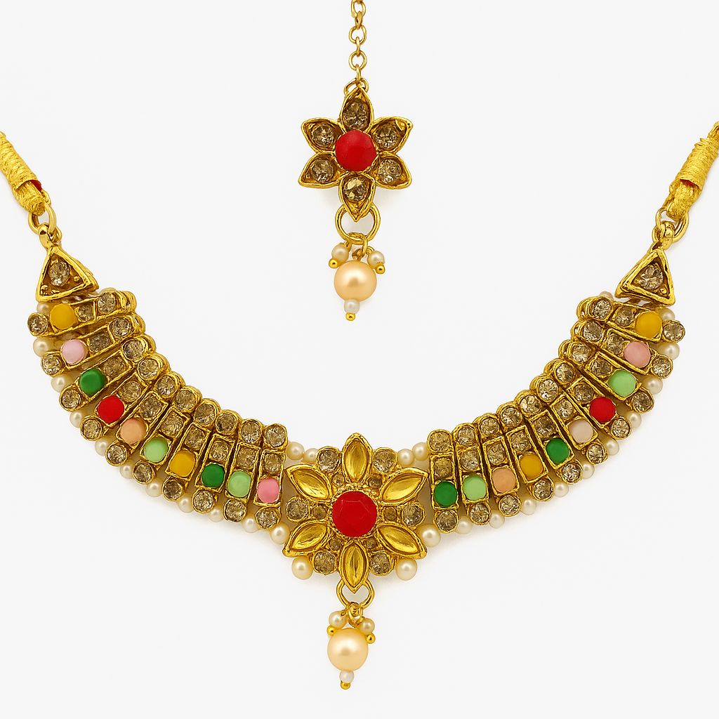 Multicolour necklace set with earring