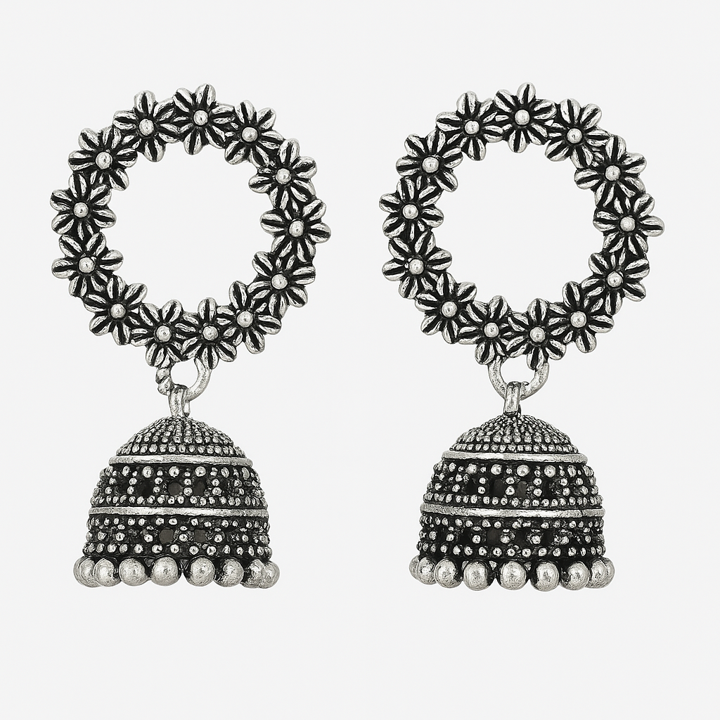 Floral Antique Jhumka 🌸✨