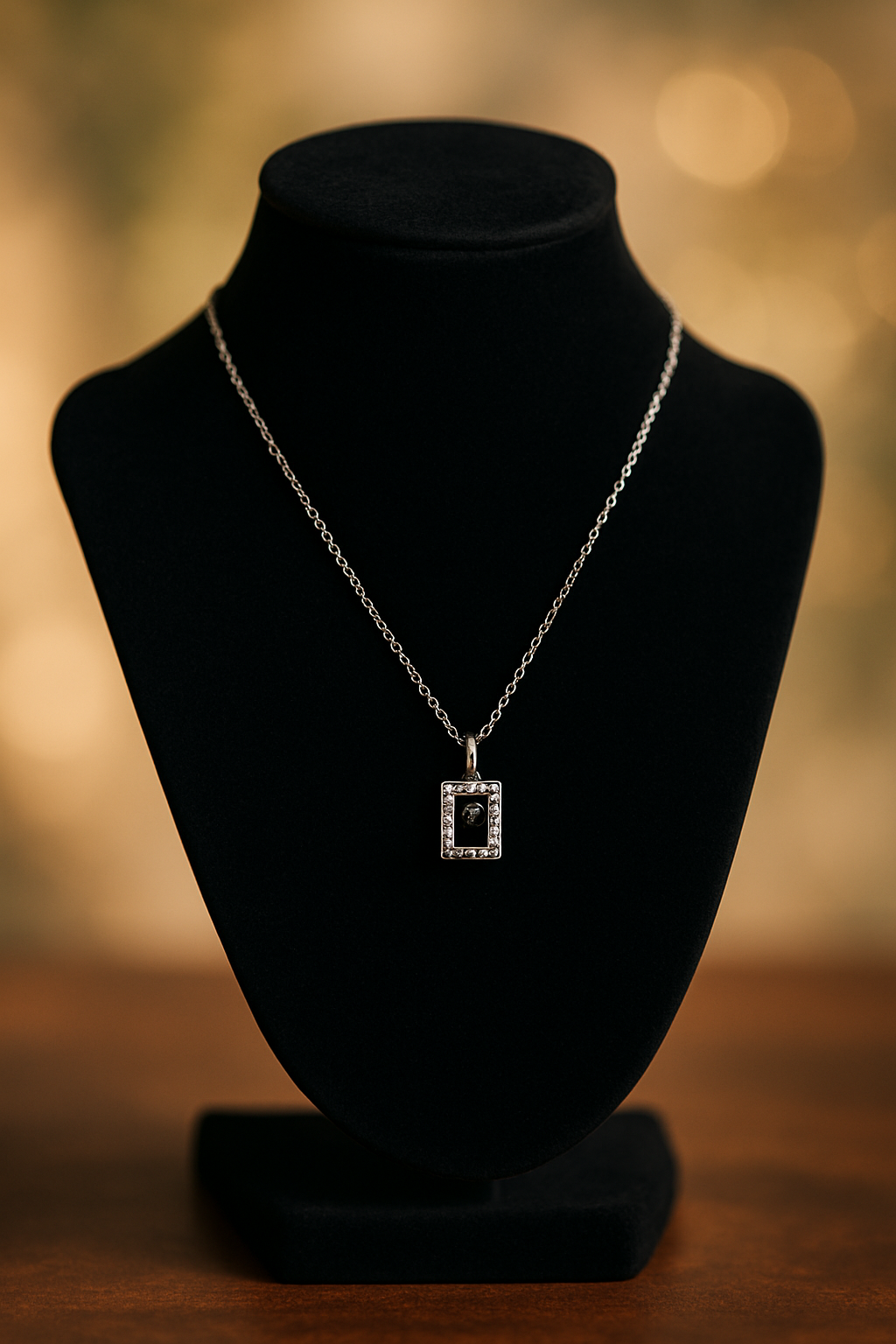 Square shape pendant with Silver chain