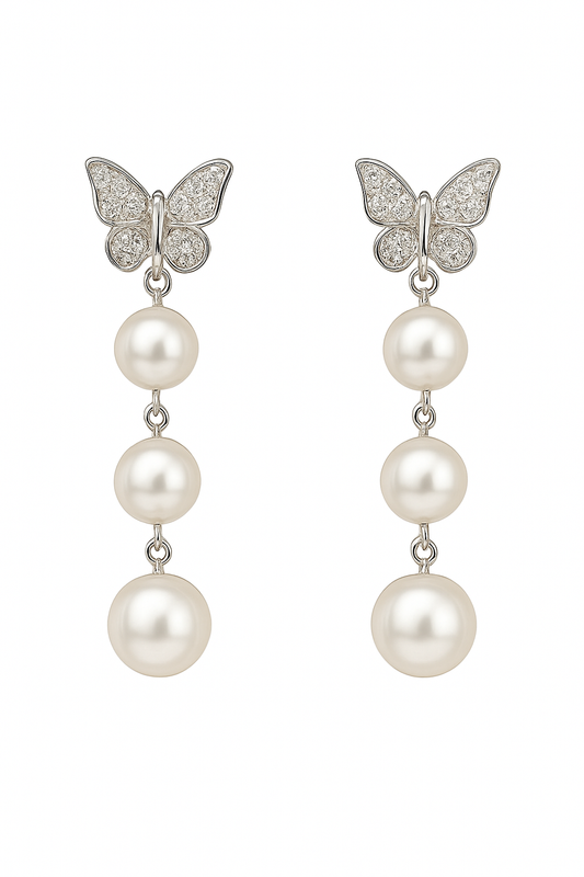 Butterfly  pearl drop earring