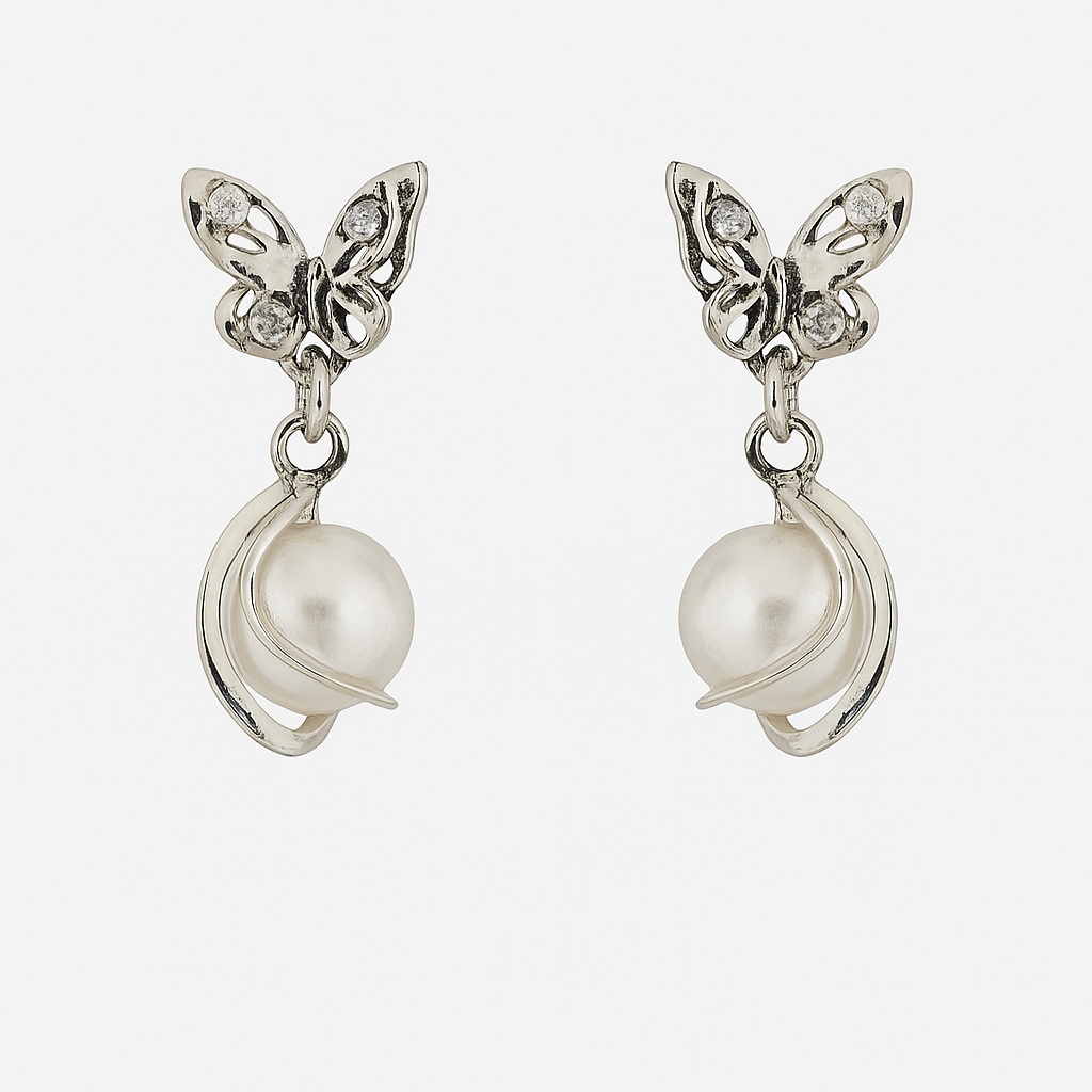 Butterfly Pearl Drop Earrings 🦋✨