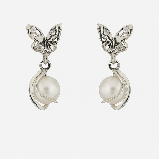 Butterfly Pearl Drop Earrings 🦋✨