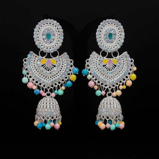 Multicolour oxidised jhumka