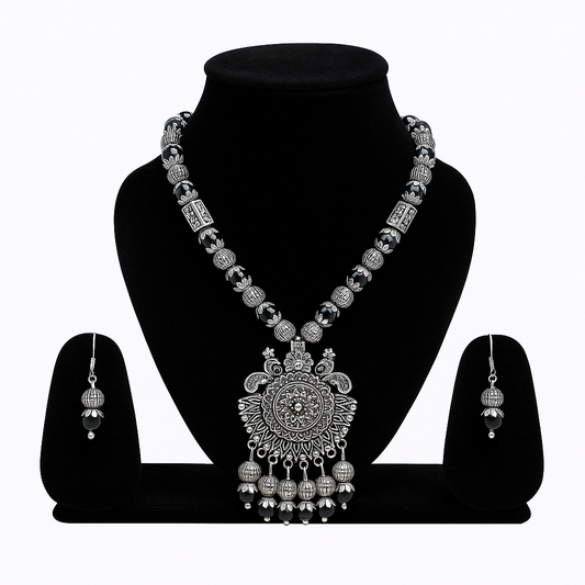 Oxidised necklace set with earring